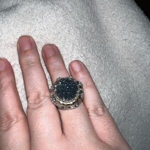 Source Unknown Silver and Blue Statement Ring